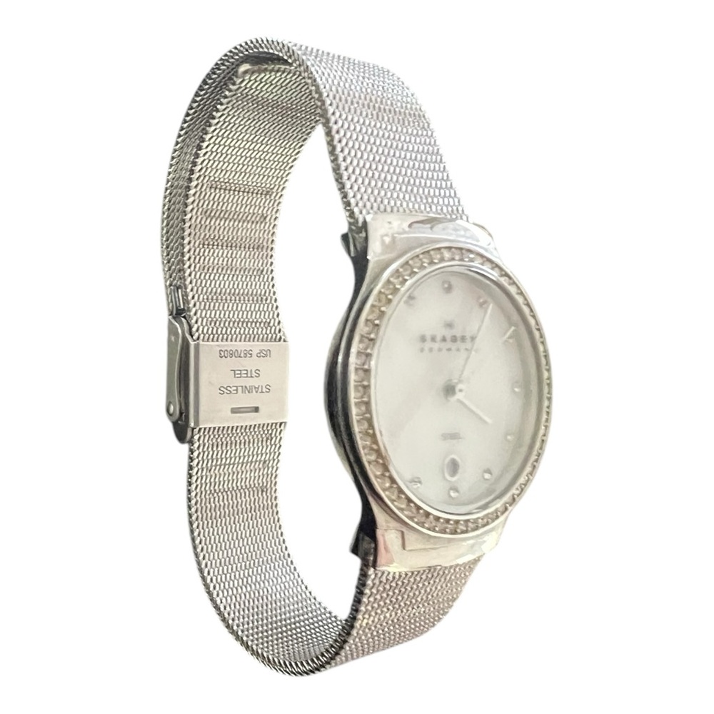 Skagen watch Round,stainless steel, Swarovski crystals mesh water resistant - Picture 2 of 16
